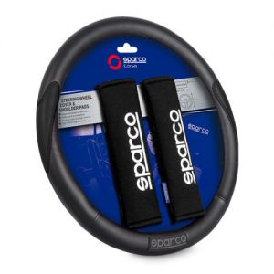 SPARCO CUBRE VOLANTE + CINTURON SPC1116KBK NEGRO